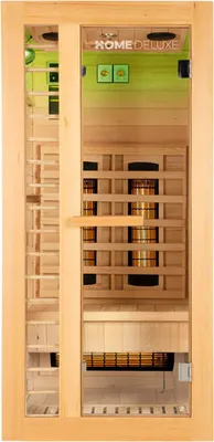 Produktbild von HOME DELUXE – Infrarotkabine REDSUN S Deluxe – 90 x 90 x 190 cm - für 1 Person, 4 Vollspektrumstrahler, Holz: Hemlocktanne I Infrarotsauna, Sauna, Wärmekabine, Infrarot