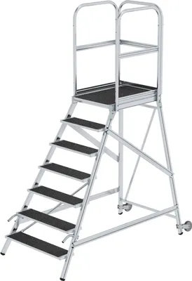 Produktbild von MUNK Podestleiter mit Rollen und Griff R13 Korund 7 Stufen