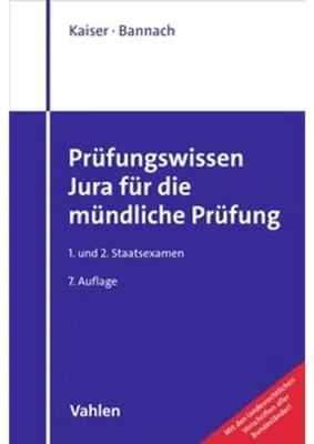 Produktbild von Prüfungswissen Jura für die mündliche Prüfung