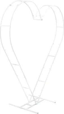 Produktbild von Hochzeitsbogen - Herzförmiger Hintergrundrahmen - Doppelrohr - Kohlenstoffstahl - 207,5×21×206,5 cm - Größe M - Weiß