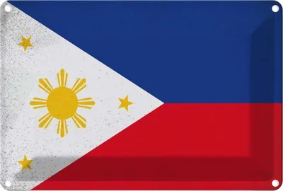 Produktbild von vianmo Blechschild 12x18 cm Philippinen Philippines Vintage Flagge Fahne Wappen