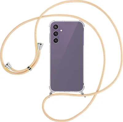 Produktbild von Handykette Backcover-Schutzhülle mit Band (Metall silberfarben) für Samsung Galaxy A25 5G - Goldkordel