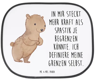 Produktbild von Mr. & Mrs. Panda Sonnenschutz Auto Bär Spastik - Weiß - Geschenk, Spasmus, Autoscheiben, Fürs, saugnapf, Sonnenblende, Spastizität