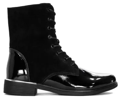 Produktbild von Damen Winterschuhe DBT322922BK Schwarz Veloursleder mit 2 cm Plateau und 4 cm Absatz, Reißverschluss, Schnürsenkel