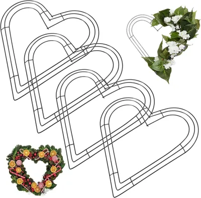Produktbild von Set mit 4 Metallkranzrohlingen – 20 cm (7,9 Zoll), Herzform, zum Basteln von Blumenarrangements/Bastelarbeiten