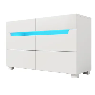 Produktbild von Kommode Holz-Sideboard mit 6 Schubladen & LED-Beleuchtung Küchenschrank Aufbewahrungsschrank Mehrzweckschrank für Wohnzimmer 71 x 120 x 40 cm