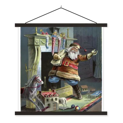 Produktbild von MuchoWow® Textilposter Retro-Weihnachtsmann - Weihnachten 60x60 cm mit schwarzem Rahmen - Posteraufhänger