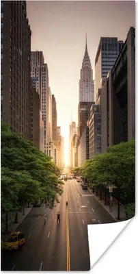 Produktbild von MuchoWow® Poster New Yorker Straße am Morgen 60x120 cm - Wandschmuck