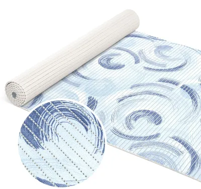 Badematte Weichschaum 65x260cm Blau pflegeleicht Kreis rutschfeste Duschmatte mit Drainage, Hauptbild in hoher Auflösung