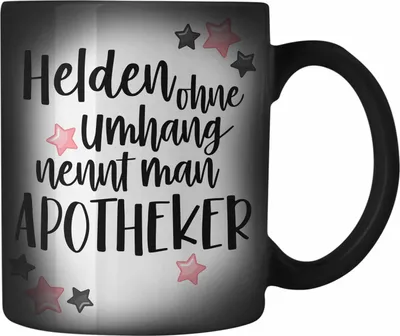 Produktbild von Trendation - Apotheker Farbwechsel Zauber-Tasse Geschenk Karabiner Farbwechsel Zauber-Tasse Edelstahl Karabiner Farbwechsel Zauber-Tasse Edelstahl Bester Apotheker Pharmazeut Arzneikundiger (Schwarz)