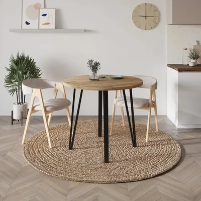 Produktbild von Runder Esstisch Houseland Xana 90 cm Castello Eiche Honig