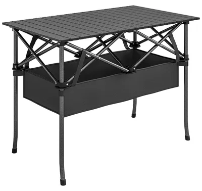 Immagine prodotto di Tavolo pieghevole da campeggio con tasca a rete e borsa per il trasporto | Colore: Nero | Dimensioni: 55x93x68 cm