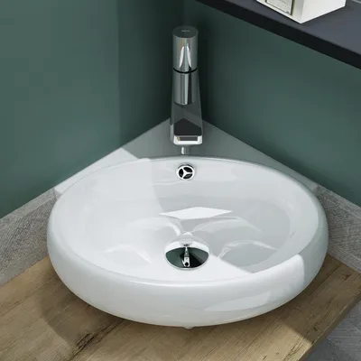 Produktbild von Mai & Mai Waschbecken Aufsatzwaschbecken BTH: 39,5x38,5x14,5cm aus Keramik Weiß mit Nano-Beschichtung für das Badezimmer Brüssel002
