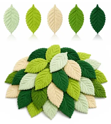 Kunstblätter, 200 Stück, 5 Farben, Polyester, 6 x 3,2 cm
