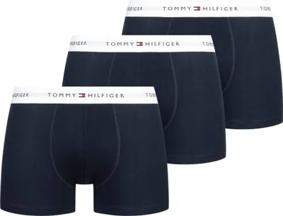 Immagine prodotto di Boxer uomo TH TOMMY HILFIGER confezione 3 pezzi elastico a vista cotone elasticizzato underwear articolo UM0UM02761 TRUNK 3P, M - Waist cm 86-91 /  Waist inch 34-36, Cotone 95%,Spandex 5%