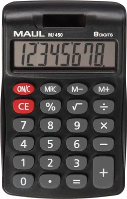 Produktbild von MAUL Tischrechner MJ 450 LCD-Anzeige 1-zeilig, 8 Ziffern Solar Batterie 11.3 x 7.2 x 1.9 cm schwarz