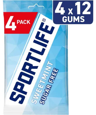 Obrázek produktu pro Balení žvýkaček Sportlife Sweetmint 4 72 g - bez cukru, dlouhotrvající čerstvé