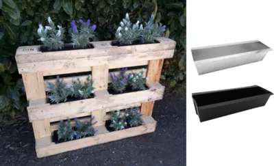 Image de Jardinières BURI pour palettes Euro, 1 à 6 unités, galvanisées, noires, pour balcons