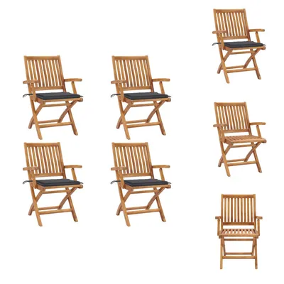 Produktbild von vidaXL Klappbare Gartenstühle mit Kissen 4 Stk. Massivholz Teak - Gartenstühle