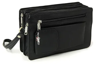 Produktbild von DrachenLeder Herren Handgelenktasche Leder schwarz 20x12x7 OTJ512S