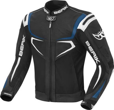 Produktbild von Berik Radic Motorrad Leder- / Textiljacke, schwarz/blau/weiß, 48