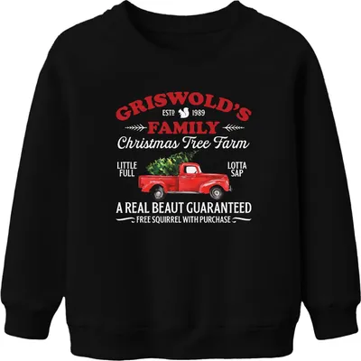 Produktbild von Griswolds Family Christmas Tree Farm - Weihnachten Xmas Uni Kinder Weihnachtspullover, Schwarz, 152