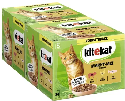 Produktbild von KITEKAT™ Multipack Portionsbeutel Multipack Vorratspack Markt-Mix in Gelee 2 x 24 x 85g