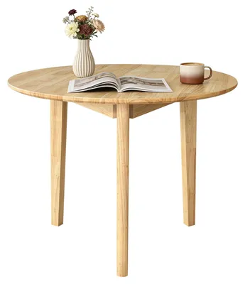 Runder Esstisch aus Massivholz, 80 cm, Natur