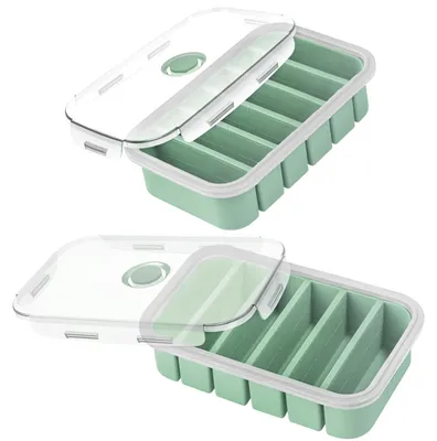 Siliconen Vriesform Suppe 2er-Pack 6 Fächer stapelbar 150 ml grün