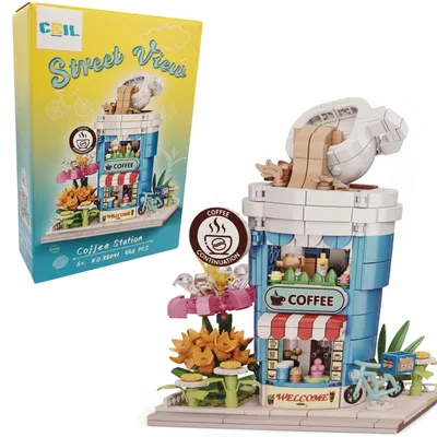 Produktbild von COIL Gebäude aus Blöcken, Bausteinset, Spielbausteine, Baukasten Spielbauklötze, Kreatives DIY, Kompatible Blöcke, Kaffeehaus, 552 St.