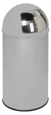 Produktbild von Klassischer Abfallsammler mit Einwurfklappe & Inneneinsatz | 35 Liter, HxBxT 74x35x35cm | Verzinkter Stahl | Silber