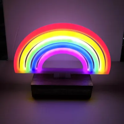 Obrázok produktu pre Svetlo NEON LED, dekoratívne svetlo na stojane, dúhové farebné, cca 23 x 20 x 8,5 cm