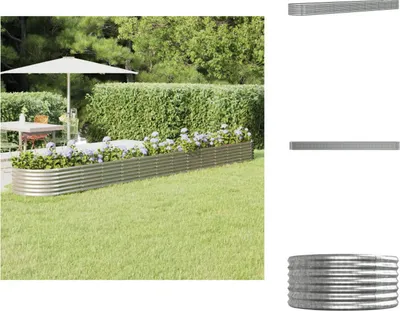Produktbild von vidaXL Hochbeet Pulverbeschichteter Stahl 512x80x36 cm Silbern - Blumentöpfe & Pflanzgefäße