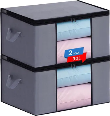 Produktbild von Aufbewahrungsboxen 90L, 2er Pack, Platzsparend, Für Kleiderschränke, Zum Organisieren von Schlafzimmern