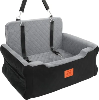 Image de Siège auto pour chiens - jusqu'à 25 kg - en mousse à mémoire de forme - amovible et lavable - 65 x 39 cm - avec 2 sangles de sécurité