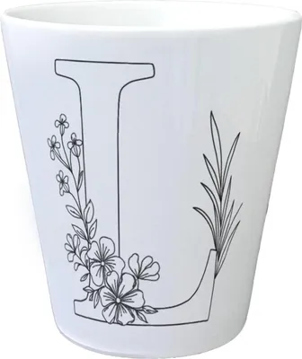 Produktbild von Floral Buchstabe L Blumentopf zum Ausmalen für Kunstliebhaber