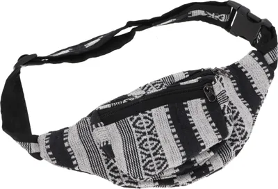 Produktbild von Ethno Sidebag & Gürteltasche - Schwarz/weiß, Uni - Erwachsene, Baumwolle, 14*20*5 cm, Festival- Bauchtasche Hippie