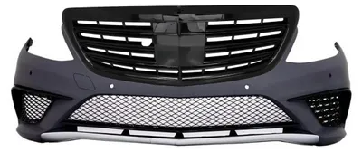 Zdjęcie produktu dla Zderzak przedni do samochodu Mercedes Klasy S W222 13-17, styl S63, grill w kolorze błyszczącej czerni.