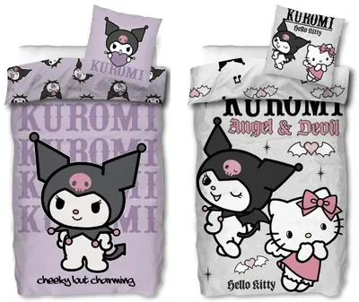 Produktbild von Kuromi & Hello Kitty - 2 x Bettwäsche-Set Doppelpack, 135x200 & 80x80
