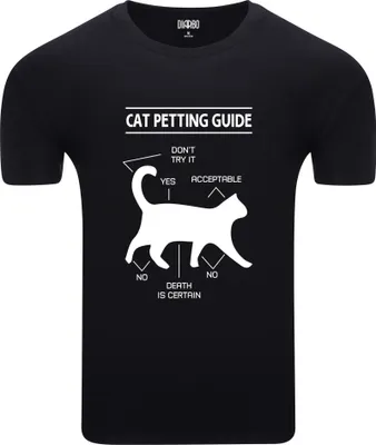 Produktbild von Diarbo Herren T-Shirt mit Lustiger Aufdruck Katze Streichelt Schwarz Gr.XS