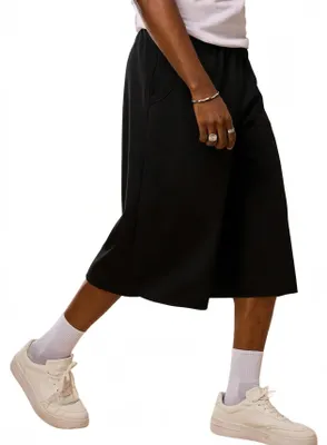 Immagine prodotto di Pantaloncini da uomo, modello ampio - Pantaloni a 3/4 - Pantaloni casual da tempo libero - Tessuto elasticizzato - Cintura confortevole - Tasche - Pantaloni capri