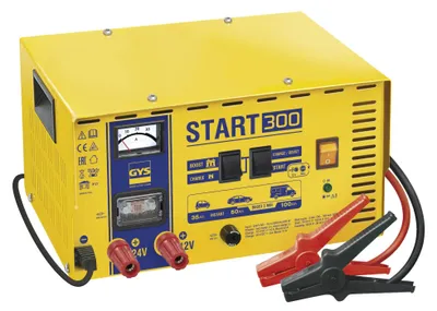 Productafbeelding van GYS 25547: Conventionele batterijlader en startapparaat voor voertuigen met een 12V-accu (35 80 Ah), geschikt voor zowel accu's met vloeibare elektrolyt als diep ontladen accu's. Model: START 300