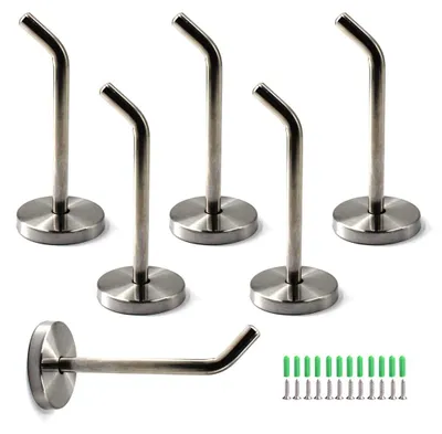 Image de Crochets muraux en acier inoxydable pour salle de bain et cuisine - Lot de 6