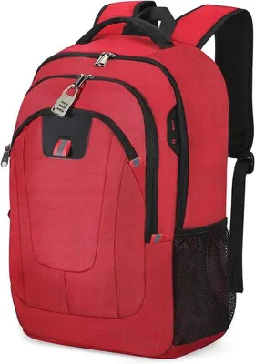 Produktbild von Famanu Rucksack wasserfest für 17,3 Zoll Laptop mit USB-Anschluss - Rot
