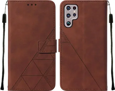 Obrázek produktu pro Flipové kožené pouzdro pro Samsung Galaxy S23 Ultra peněženkový design pouzdro s embosováním, držákem karet a stojánkem hnědé