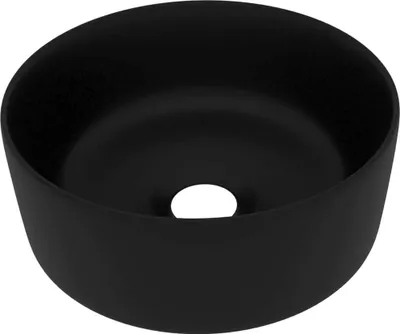 Produktbild von vidaXL s Waschbecken Rund Matt Schwarz 40x15 cm Keramik