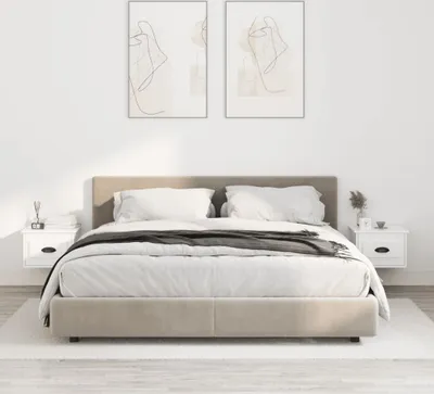 Produktbild von The Living Store Wand-Nachttische 2 Stk. Hochglanz-Weiß 41,5x36x28 cm