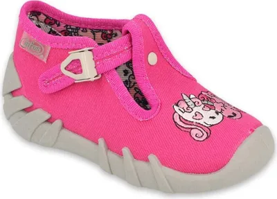 Produktbild von Mädchen Hausschuhe Befado Schnalle Einhorn Rosa 23