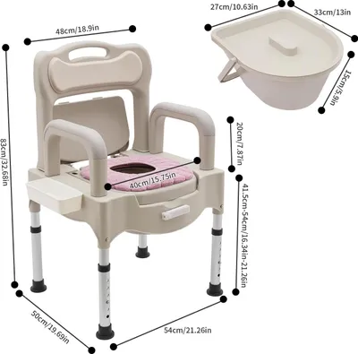 Immagine prodotto di Sedia da bagno mobile - Sedia da notte - Regolabile in altezza - Portata 250 kg - Per carichi pesanti - Telaio in plastica - Senza imbottitura - Richiede montaggio