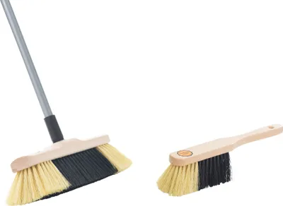 Produktbild von Novaliv Handfeger und Zimmerbesen I mit Stiel I feine Kunstborsten I Handbesen Holz I Teleskopstiel I Stubenbesen Handkehrer Hand Brush Broom